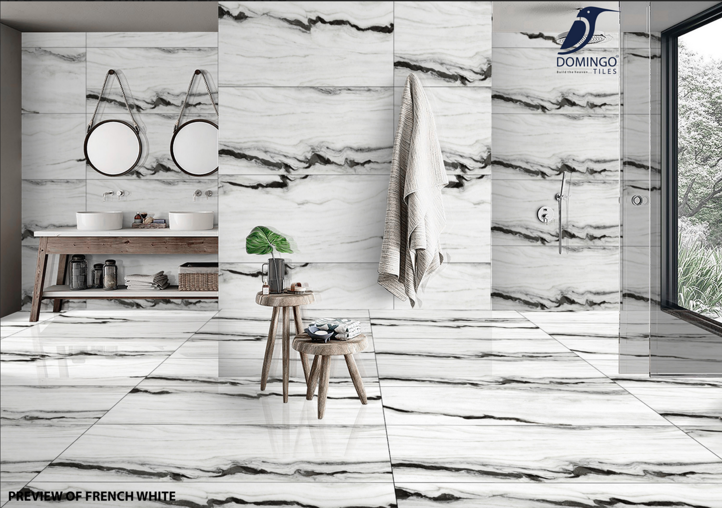 FRENCH WHITE 24X48 HIGH GLOSS PORCELAIN 15.50 SF/BOX