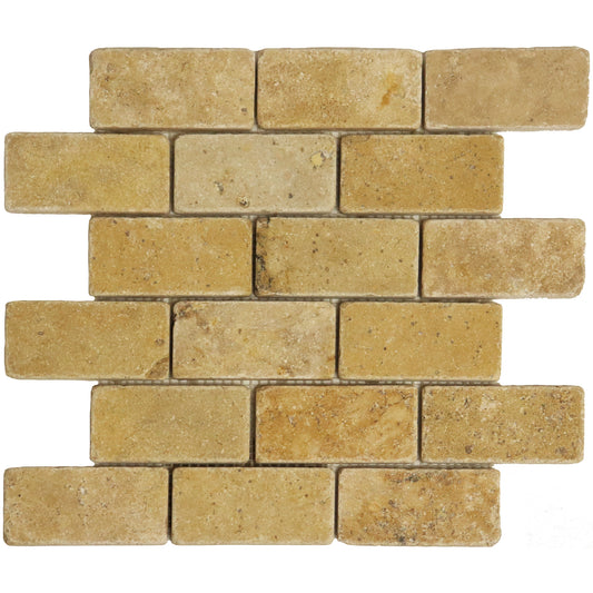 4"X2" TUMBLED GOLDEN SIENNA TRAVERTINE