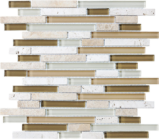 Bliss Glass Mosaic - Bamboo Linear Blend