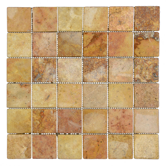 2X2 TUMBLED PEACH TRAVERTINE MOSAIC