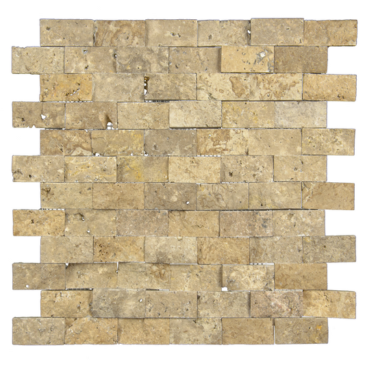 2x1 Split Face Chocolate Travertine Mosaic