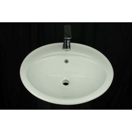 White Daisy Drop-In Porcelain Sink