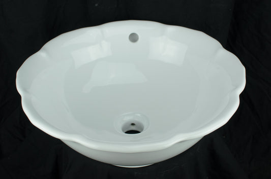 White Bloom Vessel Porcelain Sink