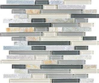 Bliss Glass Mosaic - Silver Aspen Linear Blend