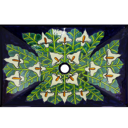 TALAVERA VESSEL SINK RECTANGLE CALLA LILLIES