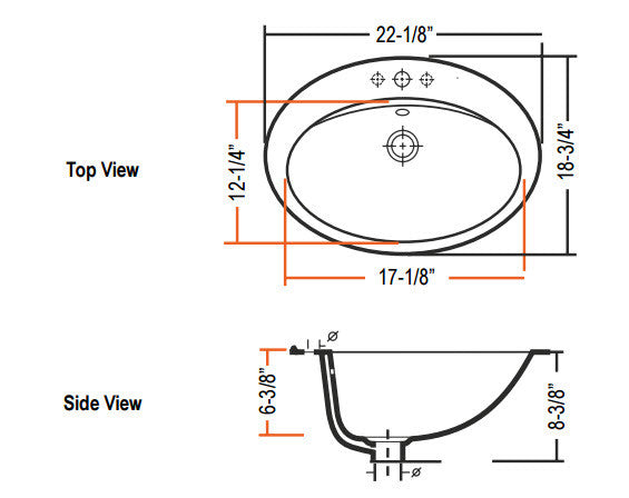 White Daisy Drop-In Porcelain Sink