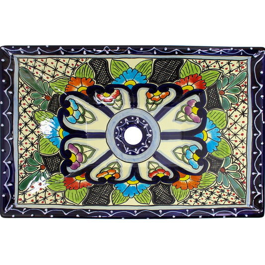 TALAVERA VESSEL SINK RECTANGLE AZUL COBALTO BORDER