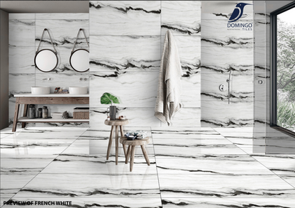 FRENCH WHITE 24X48 HIGH GLOSS PORCELAIN 15.50 SF/BOX