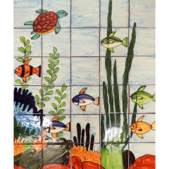 Talavera Mural De Peces 24"x20" 30 Pieces